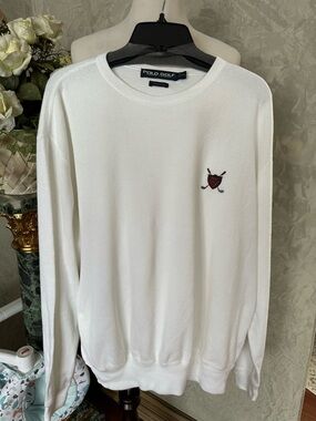 Vintage Polo Ralph Lauren Sweater  Men's XL Golf Sweater White New Crest